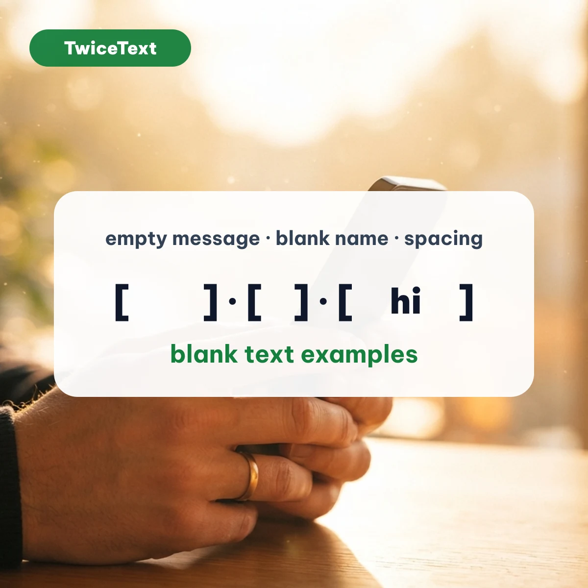 Hand holding an iPhone with a blank message ready to send