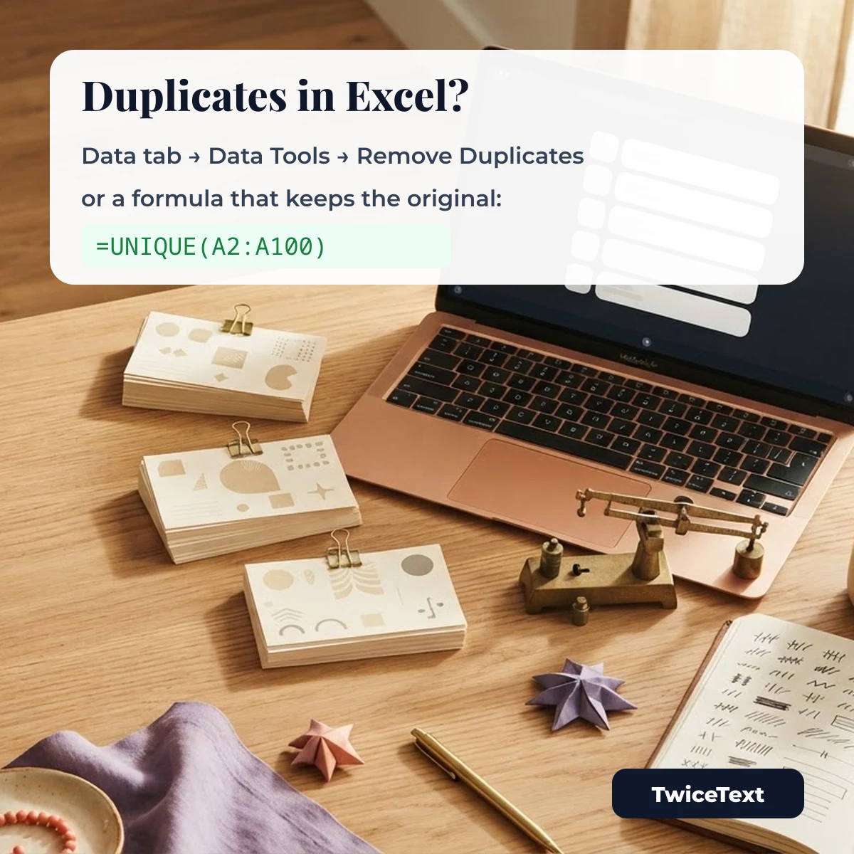 Remove duplicates in Excel with the Data tab button or the UNIQUE function